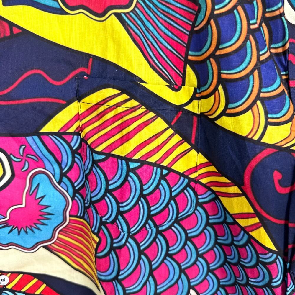Japanese Koinobori Hawaiian Tropical Shirt Men's Size 3XL 100% Cotton Fish - Picture 13 of 16